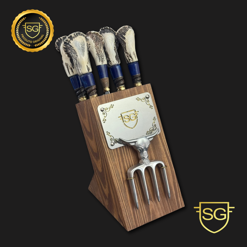Cepo Churrasqueiro Elegance com Chifre de Cervo | SG Facas