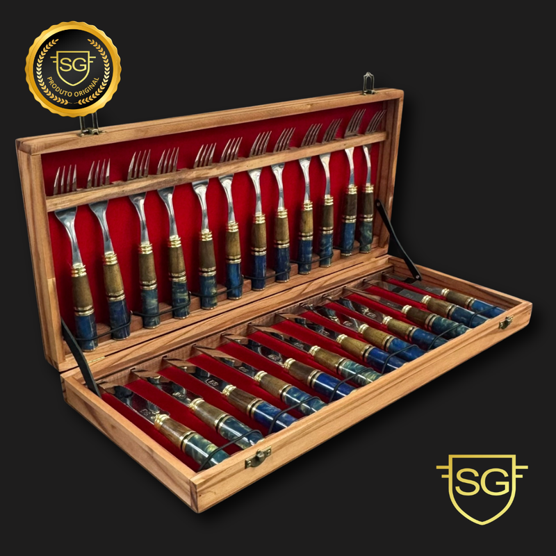 Conjunto de Talheres 24 Peças Serrilhados | SG Facas