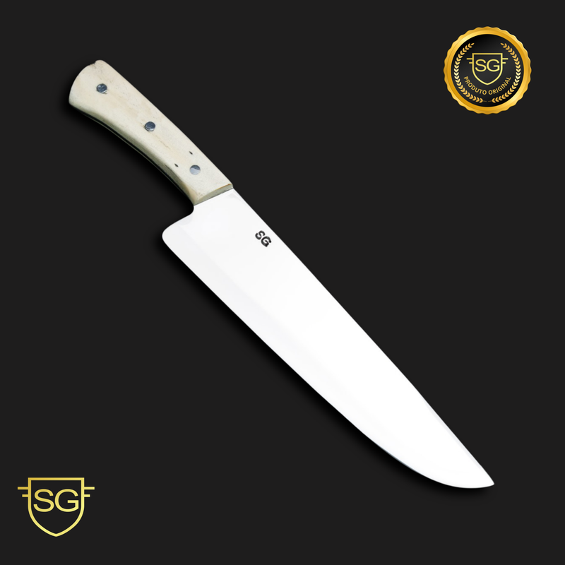 Picanheira Prime Aço Inox 3mm Cabo de Osso-SG Facas Artesanais