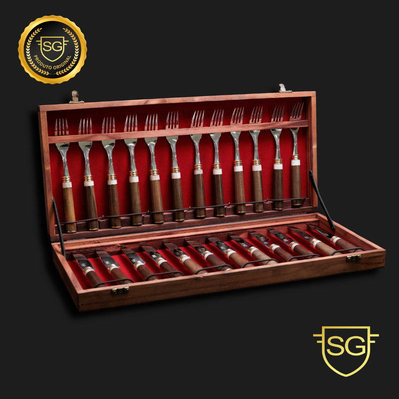 Conjunto de Talheres 24 Peças Cervo e Imbuia-SG Facas