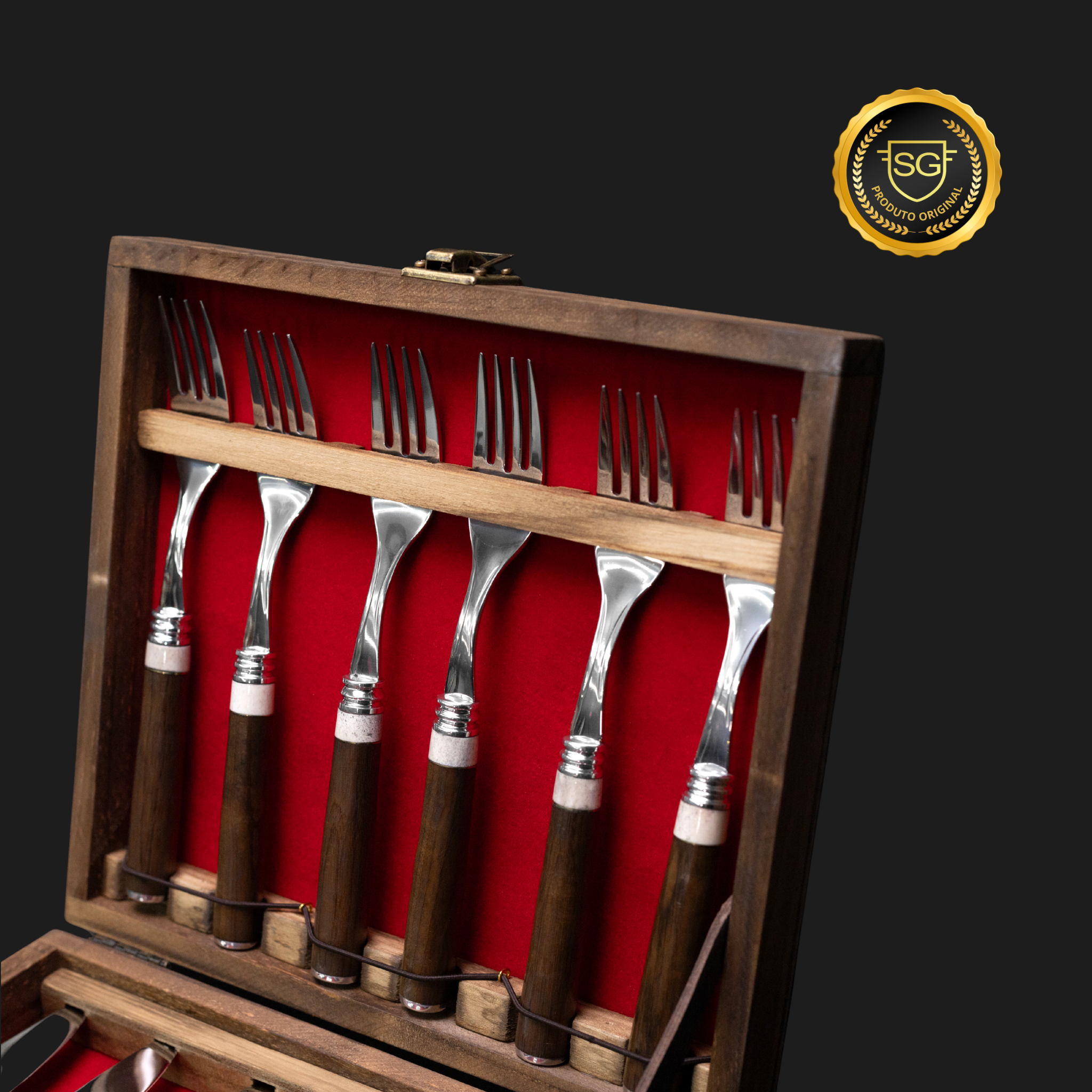 Conjunto de Talheres Imbuia e Cervo