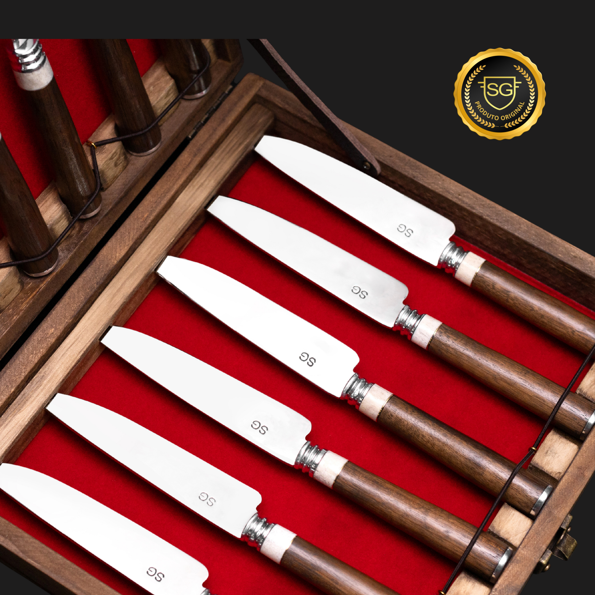 Conjunto de Talheres Imbuia e Cervo