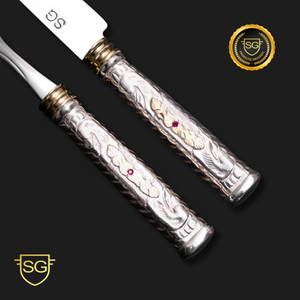 Conjunto de Talheres em Prata e Ouro 12 Peças-SG