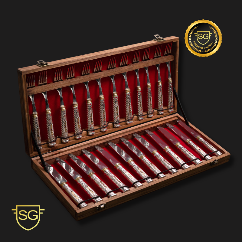 Conjunto de Talheres Prata e Ouro 24 Peças-SG Facas