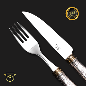 Conjunto de Talheres Prata e Ouro 24 Peças-SG Facas