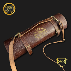 Kit Gourmet SG Facas Artesanais – 8 Peças com Bolsa em Couro Legítimo
