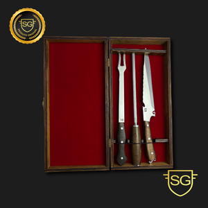 Tri Conjunto Picaço Artesanal Aço Inox 3mm Cabo Madeira | SG Facas