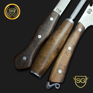 Tri Conjunto Picaço Artesanal Aço Inox 3mm Cabo Madeira | SG Facas