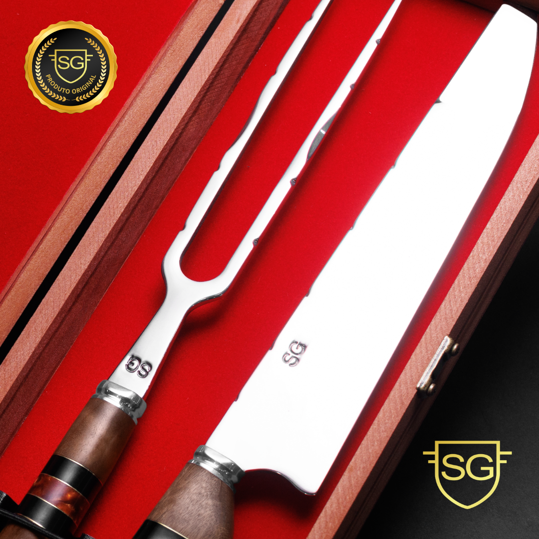 Conjunto Churrasco Cabo Aleatório 3mm Inox na Caixa