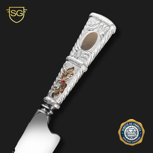 Faca Prata e Ouro Lâmina em Aço Inox 420C-SG Facas